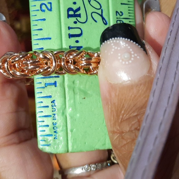 New AUTHENTIC 22K ROSE 🌹 gold over steel 7.25" heavy Chunky byzantine bracelet - Picture 7 of 7